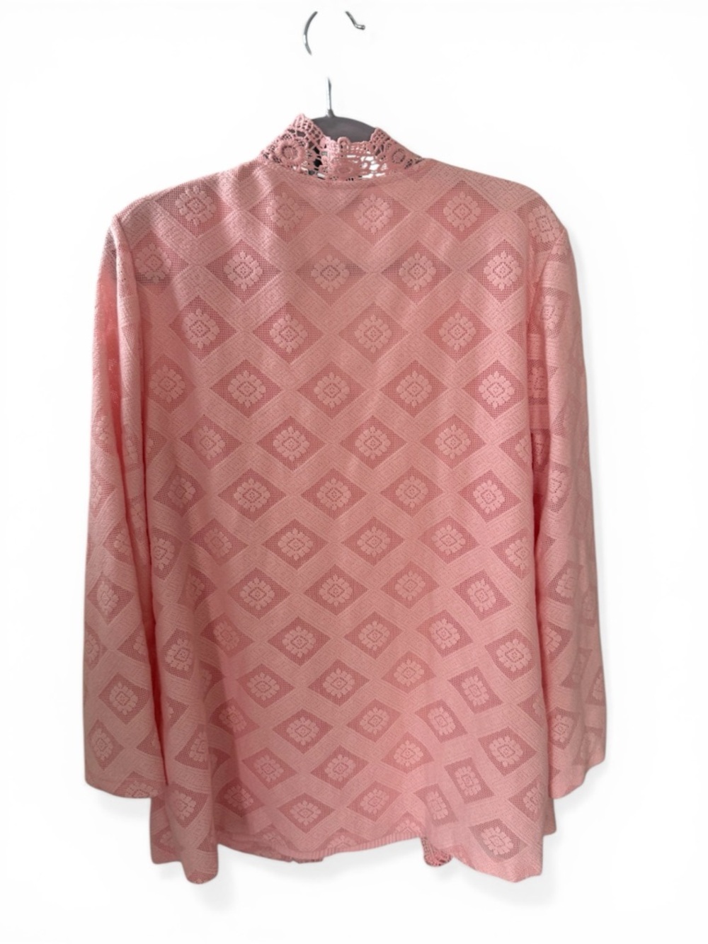 Pink Lace-Trim Two-Piece Cardigan Set Attached Shell Size XL (Brand Unknown) - Picture 2 of 4